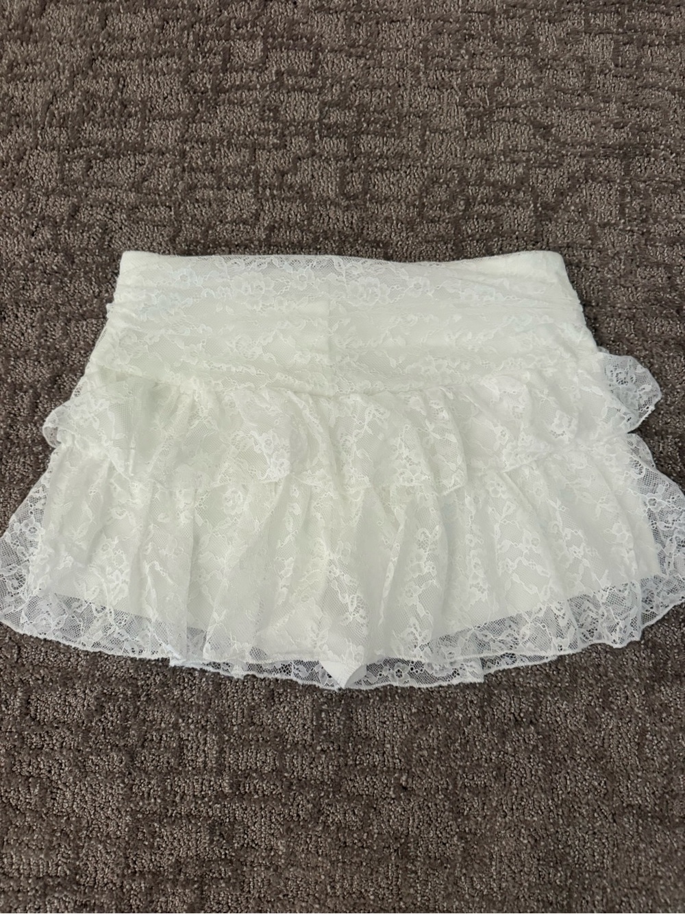 Lace Tiered Mini Skirt - White